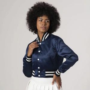 เสื้อแจ็คเก็ตผู้หญิงแบบครอป ผ้าซาตินเมทัลลิก ระบายอากาศได้ดี แขนยาว ทรงวาร์ซิตี้ น้ำหนักเบา ราคาประหยัด - Product Image 5