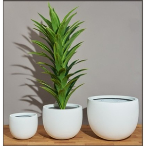 Juego de Macetas Modernas de Fibra de Vidrio con Recubrimiento en Polvo Blanco, con Orificios de Drenaje, Ecológicas, para Uso en Interiores y Escritorio - Product Image 2