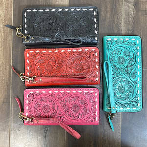 Gran Oferta 2026 Cartera de Mano de Cuero Genuino Hecha a Mano para Mujer, Estilo Lindo, Color Rosa, con Espacio para Efectivo y Tarjetas, Estilo Western - Product Image 2