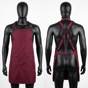 Lightweight <b>Leather</b> Eco-Friendly Burgundy Barber <b>Apron</b> with Adjustable Cross Back Straps and Custom Logo - Product Image 1