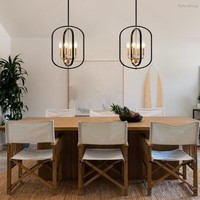 Lustre ovale moderne de style farmhouse, lampes suspendues en verre artisanal, LED dimmable blanc chaud, abat-jour cylindrique, CRI 60 élevé, cuisine