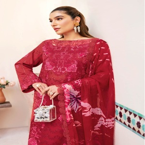ชุดเดรส Anarkali สำหรับผู้หญิงลายปัก3ชิ้นสำหรับงานแต่งงานชุดส่าหรีสำหรับงานปาร์ตี้ - Product Image 4