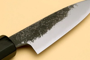 Couteau à éplucher ambidextre moderne, éco-responsable, fait main, en acier carbone forgé, manche en bois de frêne avec étui en cuir - Product Image 3