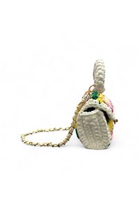 Sac à main artisanal en coton multicolore au crochet avec pompon, à porter en bandoulière - Product Image 2