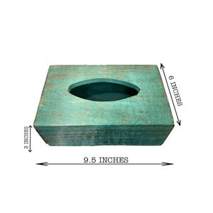 Vintage Handmade Wooden Tissue Box & Napkin Holder Rustic Green Decorative Novelty for Home and Hotel Use - Product Image 3
