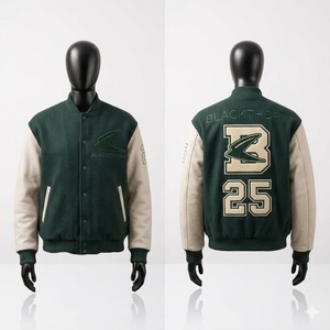 Chaqueta Varsity Impermeable para Hombre, Estilo Urbano, 440 Gramos, con Parches Bordados de Chenilla y Diseño de Patchwork - Product Image 2