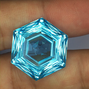 Topacio azul natural, corte hexagonal elegante, calidad AAA con brillo AAA, perfecto para pulir, a precio económico. - Product Image 1