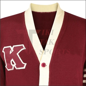 Cárdigan de Punto de Manga Larga con Cuello en V y un Solo Botón para Hombre, con Decoración de Encaje y Patrón de Patchwork, Nueva Colección de Invierno - Product Image 2