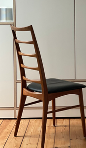 Premium Solid Timber Dining <b>Chair</b> Contemporary <b>High</b> Ladder Backrest <b>Black</b> Fabric Cushioned Accent Seating Restaurant - Product Image 6