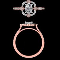 Anillo de compromiso solitario con diamante redondo brillante y conjunto de anillo de boda curvo con pavé a juego en oro macizo, joyería nupcial