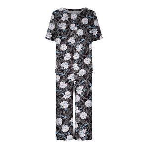 Ensemble de pyjama décontracté 2 pièces pour femme, imprimé, coupe régulière, longueur 3/4, col ras du cou, manches courtes, respirant et écologique - Product Image 3