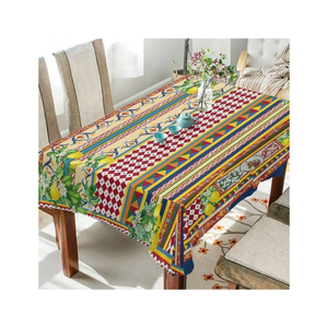 Mantel Geométrico Bicolor Marrón Beige, Cubierta de Mesa de Comedor de Algodón, Tamaño Personalizado, Peso Personalizado, Diseño Moderno, OEM ODM India - Product Image 3