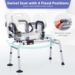 Sedia da Doccia Girevole a 4 Posizioni con Scorrimento Destro e Sinistro, Capacità 300 LBS, Attrezzatura di Sicurezza per il Bagno - Product Image 3