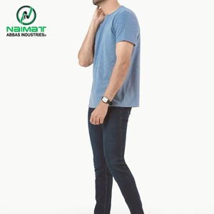 เสื้อยืดคอกลมสีฟ้าอ่อนพรีเมียมสำหรับผู้ชาย ผ้าฝ้ายแท้ 100% เป็นมิตรกับสิ่งแวดล้อม ทรงปกติ สวมใส่สบาย เหมาะสำหรับตลาดอเมริกาและยุโรป - Product Image 3