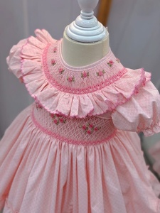 Robe Rose Personnalisable pour Filles, Motif Floral Géométrique Imprimé en 3D, OEM ODM, Manches Courtes Bouffantes, 100% Coton, Coupe Évasée, Printemps - Product Image 5