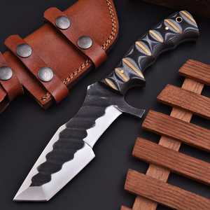 มีดล่าสัตว์ทำมือเกรดอุตสาหกรรมจาก UA Supplies  ด้ามจับ G10 Micarta ปลายมีดแบบ Drop Point พร้อมปลอกหนัง สำหรับกิจกรรมกลางแจ้ง - Product Image 1