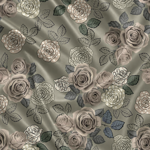Tela de Seda 100% con Estampado Floral, Satén Textil Beige Marrón con Patrón de Hojas para Vestidos, Ropa de Cama y Cortinas - Product Image 3
