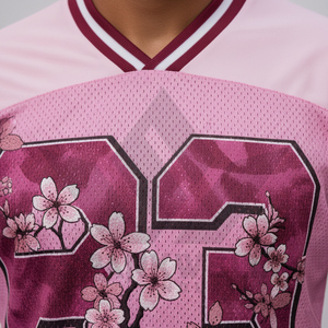 Maillot de football américain personnalisé, col en V, manches courtes, sublimation, maille, imprimé floral colombe, numéro 23, unisexe, adulte, coupe classique - Product Image 2