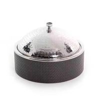 Plat de service de luxe en acier inoxydable doré avec couvercle, chauffe-plats de buffet, pour traiteur, écologique et durable pour banquets hôteliers