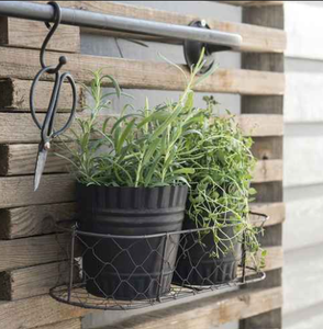 Black Metal Wire Hanging <b>Basket</b> Planter Wall Mounted Herb Flower Pot Holder Outdoor Garden Railing <b>Plant</b> Stand - Product Image 3