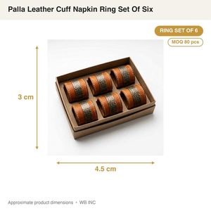 Juego de 6 Anillos para Servilletas de Latón Hechos a Mano - 4.5 cm, Diseño de Cuero Marrón Antiguo - Decoración para el Hogar - Product Image 3