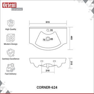 Lavabo de Pared Redondo de Lujo, Calidad Estándar, Venta al Por Mayor, OEM/ODM Aceptable, para Uso en Baños de Casas y Villas - Product Image 3