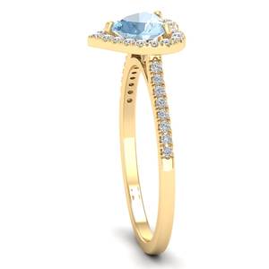 แหวนเพชรทรงหัวใจดีไซน์ใหม่ REYES ประดับพลอยอะความารีน 0.61 กะรัต พร้อมวงแหวนเพชรล้อมรอบ ทำจากทองคำแท้ 14K สำหรับผู้หญิง เครื่องประดับทำมือ - Product Image 3