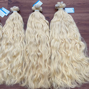 Extensiones de Cabello Virgen Vietnamita Rubio de Máquina de Alta Calidad, Ondulado Natural, Doble Trama, Puntas Gruesas y Llenas - Product Image 4