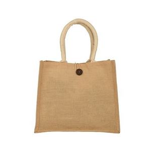 Meilleure vente couleur personnalisée fermeture à glissière taille moyenne Shopper personnalisé imprimé poignée boucle bouton écologique sac à provisions en toile de jute - Product Image 2