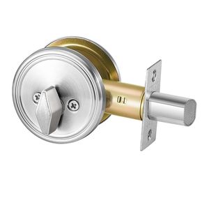 Catenaccio rotondo monocilindrico in nichel satinato 1 lato con chiave 3 chiavi porta e bullone finestrino - Product Image 1