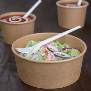 Heavy Duty Disposable Food <b>Bowl</b> <b>with</b> Clear <b>Lid</b> for Hospitality Industry 32oz Round Shapes Kraft Paper <b>Bowl</b> Restaurants and Food - Product Image 1