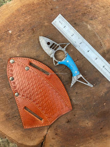 Cuchillo de caza multifunción popular de acero inoxidable de alta calidad con mango Raison y funda de cuero, ideal para bricolaje. - Product Image 5