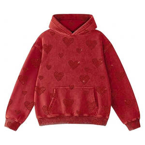 Sudadera con Capucha Premium para Mujer, Tejida, con Lavado Ácido y Pedrería, Diseño Elegante con Piedras en la Parte Delantera, Ajuste Cómodo, Estilo Urbano, Informal, para Uso Diario - Product Image 1