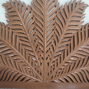 Cabecero de Cama King Size de Madera Tallada a Mano con Diseño de Hoja de Palma, Pintado en Marrón, Decoración de Madera de Ingeniería, Muebles para el Hogar - Product Image 5