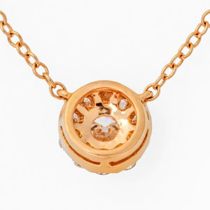 Fine Jewelry 14K Rose Gold 0.70ct Round Lab Grown Diamond Halo Solitaire Pendant Necklace Elegant Design for Women Daily Wear - Product Image 2