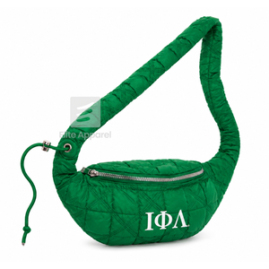 Bolso de Cintura Personalizado de la Hermandad Iota Phi Lambda, Verde y Blanco, Estilo Casual, Logotipo Bordado y Cierre de Cremallera, Prenda Griega Femenina - Product Image 1