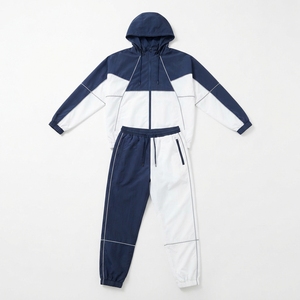 Survêtement unisexe color block violet, blanc, vert, à capuche, fermeture éclair, manches longues, sportif, séchage rapide, léger, printemps, adulte - Product Image 6