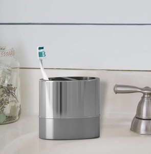 Wholesale Stainless Steel Toothbrush <b>Holder</b> Multi Slot Stand Modern Bathroom Vanity Accessory Oval Tumbler Storage Container - Product Image 2