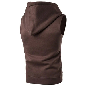 Chaleco con Capucha sin Mangas para Hombre, Color Marrón, con Cierre Frontal y Bolsillos, Ligero, Informal, para Deportes y Uso Diario - Product Image 4