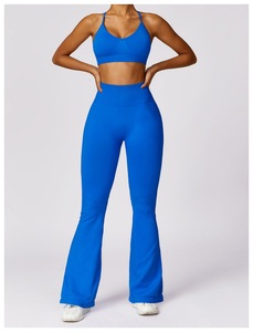 Ensemble de 3 pièces pour femmes : haut sans couture à manches longues, soutien-gorge et leggings taille haute – Tenue de sport, fitness, yoga - Product Image 3