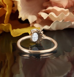 Oval Cut Moissanite 18K Gold Plated Sterling <b>Silver</b> Engagement Classic <b>Solitaire</b> Dainty Minimalist Wedding Promise for Party - Product Image 2