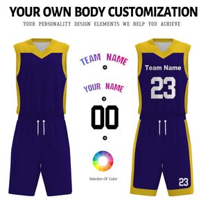 Conjunto de Uniforme de Baloncesto Amarillo Personalizado, Cuello en V, Sin Mangas, Poliéster que Absorbe la Humedad, Unisex para Adultos, Todas las Temporadas, Alta Calidad - Product Image 5