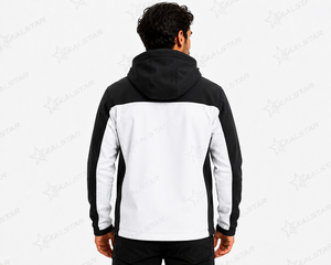 Veste softshell pour homme, imperméable, coupe-vent, randonnée en plein air, veste noire et blanche avec capuche, logo personnalisé, veste de travail d'hiver - Product Image 2