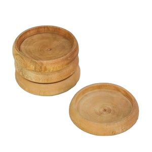 Juego de posavasos de madera de ébano rústico Natural moderno de lujo con logotipo grabado personalizado en blanco para bebidas - Product Image 1