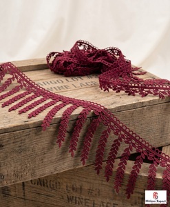 Flecos Decorativos HitJem para Exportación, 100% Algodón, Diseño de Hojas Color Borgoña, para Uso Textil en el Hogar - Product Image 4