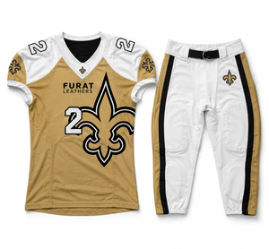 FURAT LEATHERS American Football Jersey Set Navy Yellow V-<b>Neck</b> Short Sleeve <b>Padded</b> Adult Unisex Uniform Moisture Wicking 3D 360g - Product Image 3