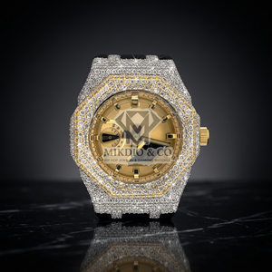 Reloj de Cuarzo Redondo de Lujo para Hombre MIKDIO & CO, Esfera con Diamantes Moissanite, 40 mm, Correa de 20 mm con Diseño de Moneda Antigua - Product Image 3
