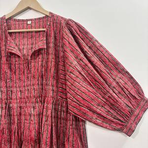 Vestido Casual Midi para Mujer, Tejido 100% Algodón, Liso, Manga Corta, Cintura Imperio, Estilo Babydoll, Cuello en V, Holgado, Funcional - Product Image 2