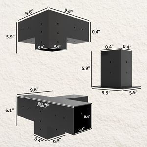 Kit Pergola in Metallo da 12 Pezzi per Gazebo da Giardino con Staffe Angolari a 3 e 4 Vie per Legname da 4x4 Pollici (Misura Reale 3,6x3,6 Pollici) - Product Image 3