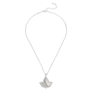 Collier pendentif feuille en cristal argenté avec bordure en strass transparent, chaîne fine, élégant charme botanique, bijoux de mode pour femme, idéal pour les fêtes - Product Image 1